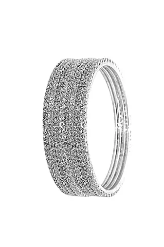  silver plated cubic zirconia studded bangle set