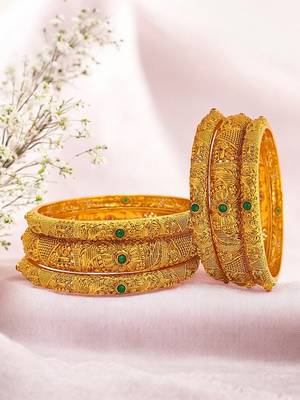  set of 6 gold plated multicolor stone studded bangle set 1