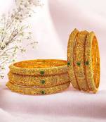  set of 6 gold plated multicolor stone studded bangle set