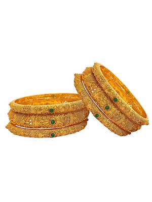  set of 6 gold plated multicolor stone studded bangle set 2