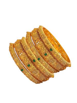  set of 6 gold plated multicolor stone studded bangle set 3