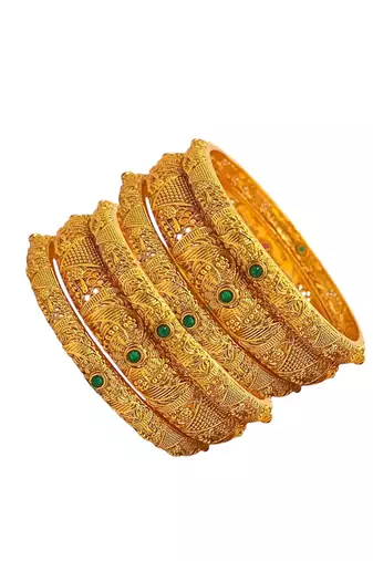  set of 6 gold plated multicolor stone studded bangle set