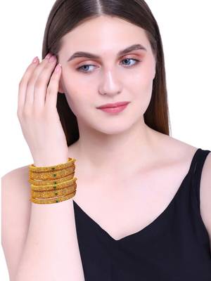  set of 6 gold plated multicolor stone studded bangle set 5