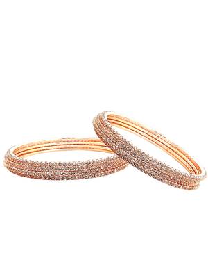  rose gold plated cubic zirconia studded bnagle set 2