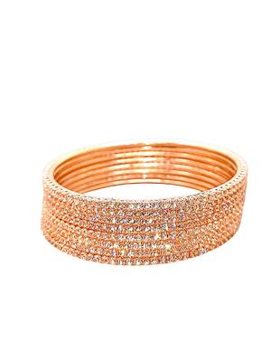  rose gold plated cubic zirconia studded bnagle set 3