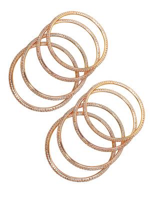 rose gold plated cubic zirconia studded bnagle set 4