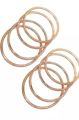  rose gold plated cubic zirconia studded bnagle set