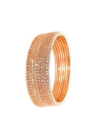  rose gold plated cubic zirconia studded bnagle set 5