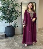  purple  Moroccan Dubai Kaftans Farasha Abaya Dress Very Fancy Long Gown 
