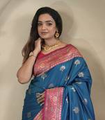 Blue Rich Banarasi Silk blend Saree