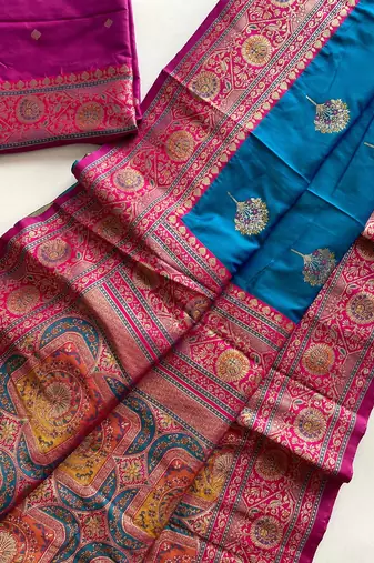 Blue Rich Banarasi Silk blend Saree