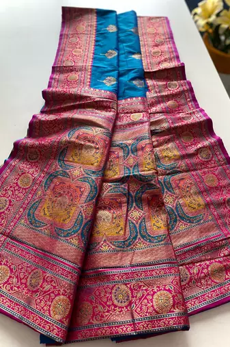 Blue Rich Banarasi Silk blend Saree