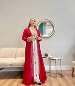  rani-pink  Moroccan Dubai Kaftans Farasha Abaya Dress Very Fancy Long Gown 