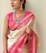 Multy Color silk blend saree with blouse piece