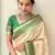 Cream Green silk blend saree with blouse piece