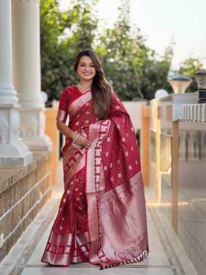 Red Soft Silk blend Designer Saree 2
