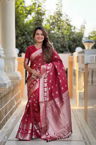 Red Soft Silk blend Designer Saree