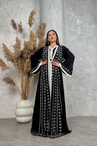  black Crystal Work Moroccan Dubai Kaftans Wedding Bridesmaid Dress