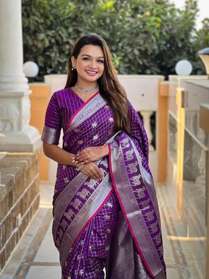 Purple Color Soft Silk blend Designer Saree 1