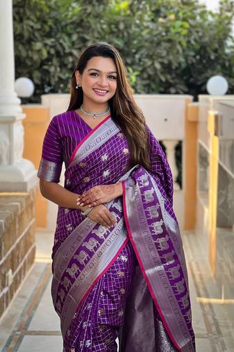 Purple Color Soft Silk blend Designer Saree