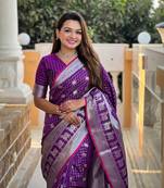 Purple Color Soft Silk blend Designer Saree