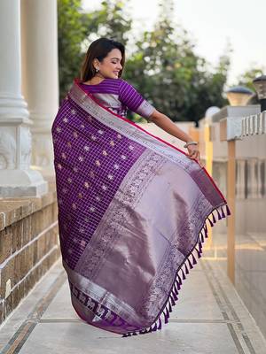 Purple Color Soft Silk blend Designer Saree 2