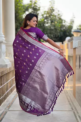 Purple Color Soft Silk blend Designer Saree