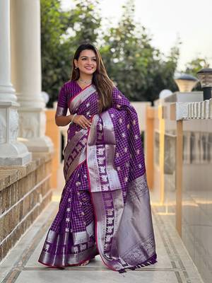 Purple Color Soft Silk blend Designer Saree 3