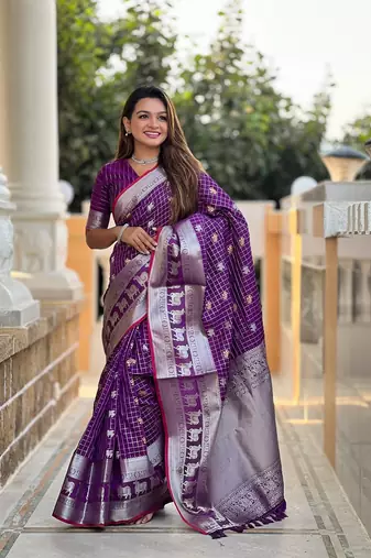Purple Color Soft Silk blend Designer Saree