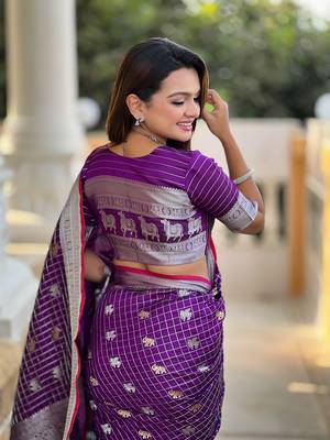 Purple Color Soft Silk blend Designer Saree 4