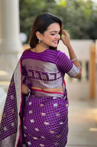 Purple Color Soft Silk blend Designer Saree