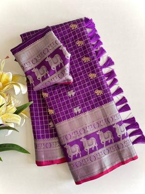 Purple Color Soft Silk blend Designer Saree 5