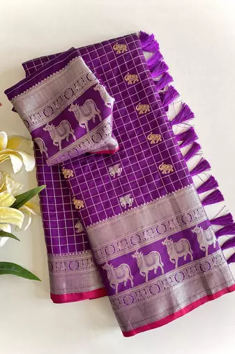 Purple Color Soft Silk blend Designer Saree