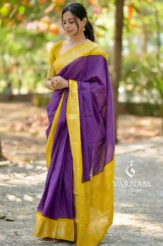 purple Banarasi Soft Silk blend Saree With Blouse