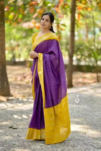 purple Banarasi Soft Silk blend Saree With Blouse