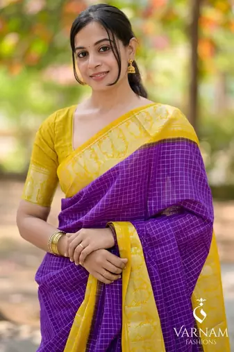 purple Banarasi Soft Silk blend Saree With Blouse