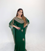 Green Moroccan Dubai Kaftans Farasha Abaya Dress Very Fancy Long Gown
