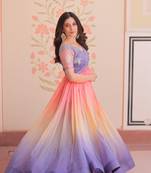 Gold Crush Padding With Beads Embroidered Work Gown 