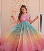  Gold Crush Padding With Beads Embroidered Work Gown