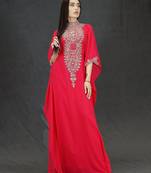 Red Moroccan Dubai Kaftans Farasha Abaya Dress Very Fancy Long Gown 