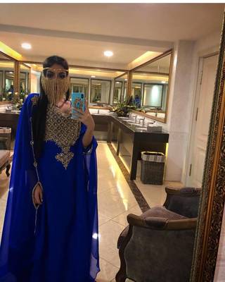 Royal Blue  Wedding Moroccan Dubai Kaftan Arabic Abaya Dress Very Fancy Long Gown  1