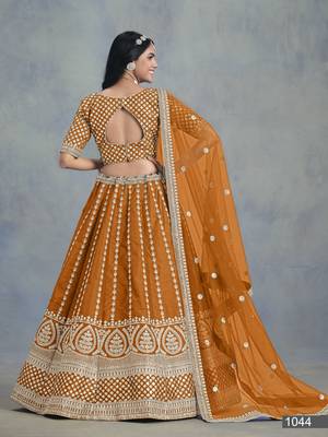 OrangeEmbroidered Art silk blend Lehenga Choli With Blouse 2