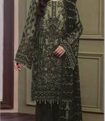 Olive heavy organza with embroidery and khatli work salwar suit