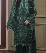 Teal green heavy organza with embroidery and khatli work salwar suit