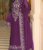 Wine heavy georgette with embroidery work with fancy lace