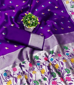 Purple Paithani Jacquard art Silk Saree With Blouse Piece.