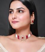 Ruby kundan polki choker necklace set