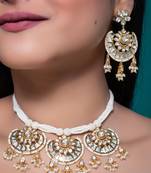 White kundan polki necklace set