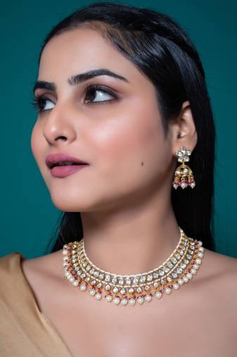 Kundan polki choker necklace set