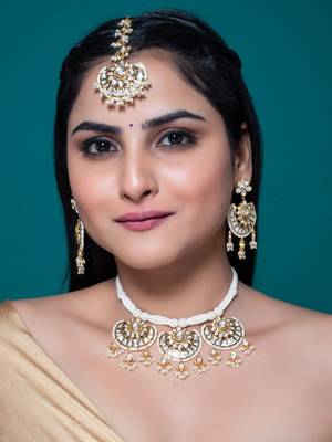White kundan polki necklace set 2